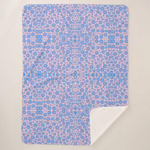 Kleine bloemen Pattern.Blue 02.b Roze BG Sherpa Deken