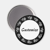 Kleine Bloemen Sjabloon - Z&W Magneet (Voorkant / Achterkant)