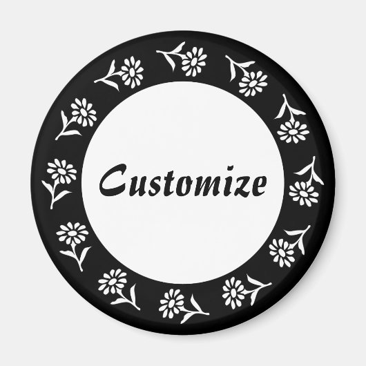 Kleine Bloemen Sjabloon - Z&W Magneet (Voorkant)