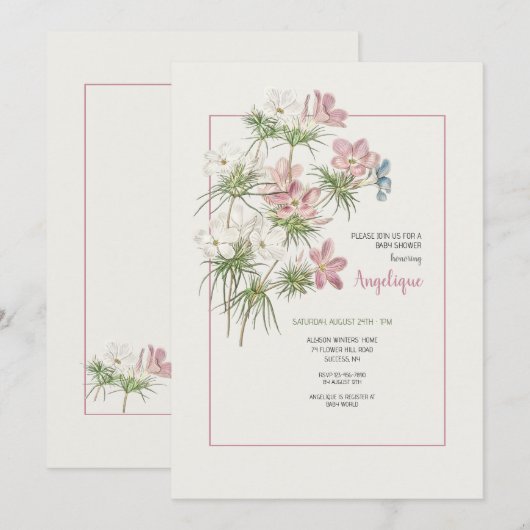 Kleine bloemendouche kaart (Voorkant / Achterkant)