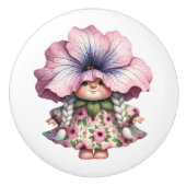 kleine bloemenmeisje gnoom keramische knop (Voorkant)