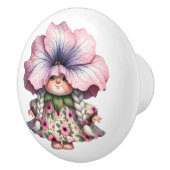 kleine bloemenmeisje gnoom keramische knop (Rechts)