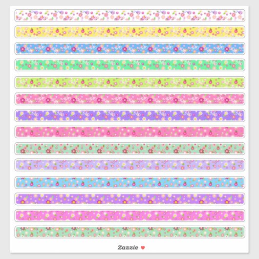 Kleine bloemranden kleuren assortiment sticker (Vel)