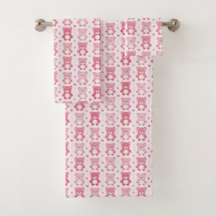 Kleine Blush Teddybeer Badhanddoek Set voor de Kin Bad Handdoek