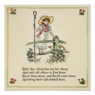 Kleine Bo-Peep: Klassieke Kate Greenaway Nursery Perfect Poster