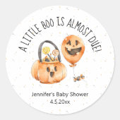 kleine boe, waterverf halloween baby shower ronde sticker (Voorkant)
