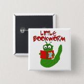 Kleine boekenworm vierkante button 5,1 cm (Voorkant /achterkant)