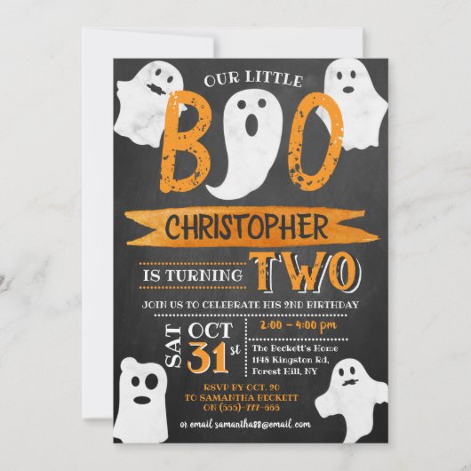 Kleine Boo. Halloween 2e verjaardag Kaart (Voorkant)