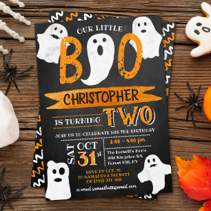 Kleine Boo. Halloween 2e verjaardag Kaart