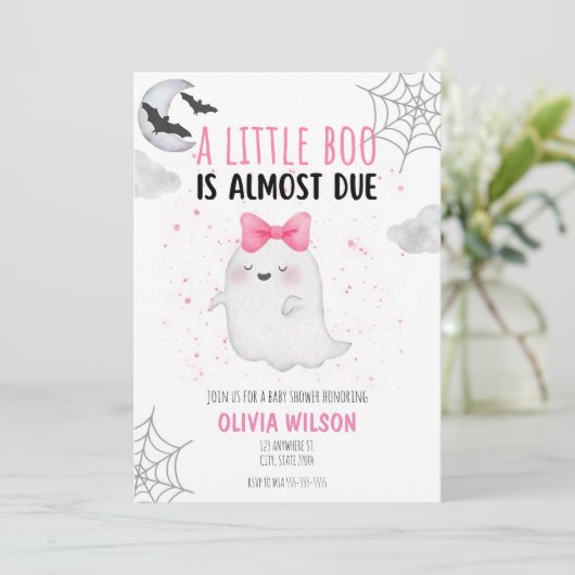 KLEINE BOO IS VOLGENDE BABY SHOWER UITNODIGING (Staand voorkant)