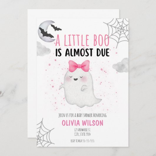 KLEINE BOO IS VOLGENDE BABY SHOWER UITNODIGING (Voorkant / Achterkant)