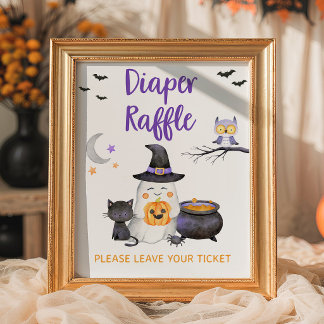 Kleine Boo Neutrale Halloween Luier Raffle Bord Poster