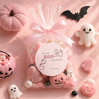 Kleine Boo op Weg Roze Boo Baby Shower Ronde Sticker