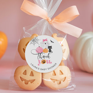 Kleine Boo roze griezelige babyshower bedankt Ronde Sticker