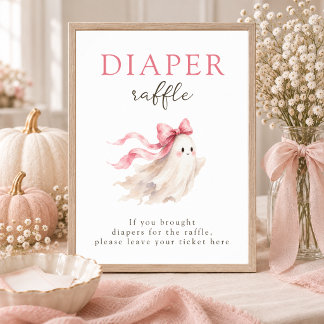 Kleine Boo Roze Strik Baby Shower Luier Raffle Bor Poster