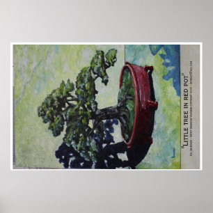 Kleine boom in rode pot poster
