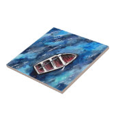 Kleine boot op de oceaan tegeltje (Zijkant)