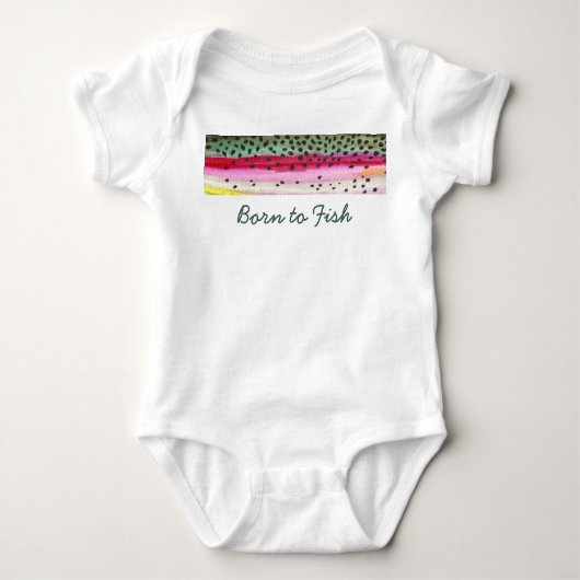 Kleine "Born to Fish" Regenboogforel Romper (Voorkant)