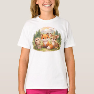 Kleine bosvrienden: Een knusse vos, uil en hertena T-shirt