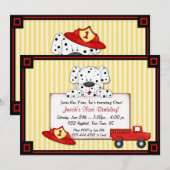 Kleine brandweerman eerste verjaardag kaart (Voorkant / Achterkant)