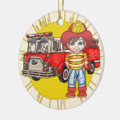 Kleine brandweerman keramisch ornament (Links)