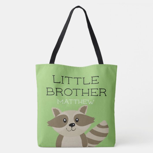 Kleine broeder Raccoon Animal Boys Versibling Gree Draagtas (Achterkant)