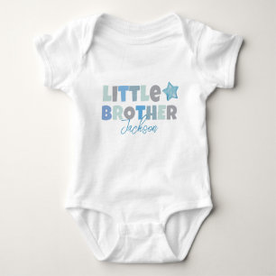Kleine broer, baby jongen aankondiging, blauw mode romper