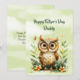 Kleine bruine uil Gefeliciteerd Vaderdag Papa Notitiekaartje