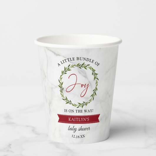 Kleine bundel met vrolijk kerstBaby shower Papieren Bekers (Achterkant)