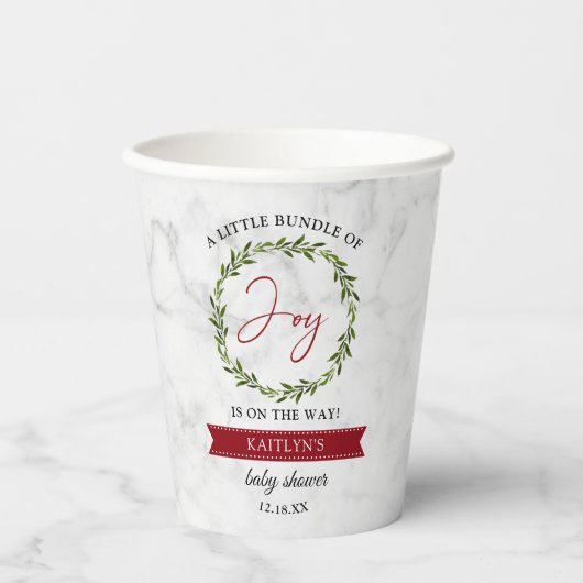 Kleine bundel met vrolijk kerstBaby shower Papieren Bekers (Voorkant)