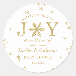 Kleine bundel met vrolijk kerstBaby shower Ronde Sticker