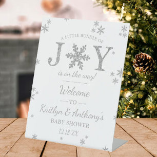 Kleine bundel vrolijk kerstfeest Baby shower welko Reclamebord Met Voetstuk