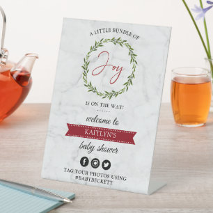 Kleine bundel vrolijk kerstfeest Baby shower welko Reclamebord Met Voetstuk