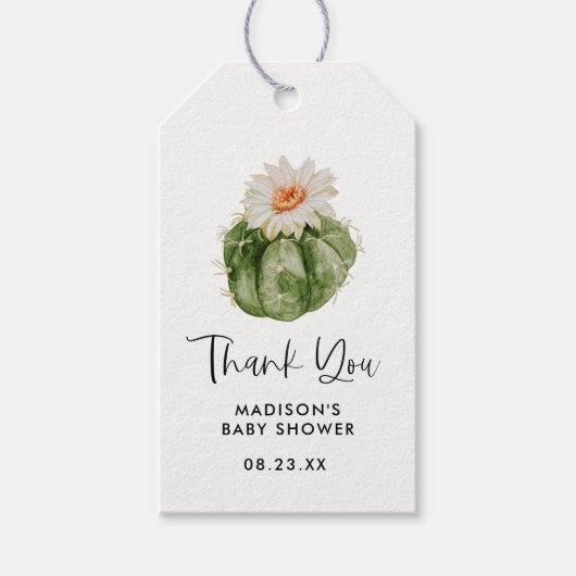 Kleine Cactus Succulent Baby shower Gift Dank je Cadeaulabel (Voorkant)
