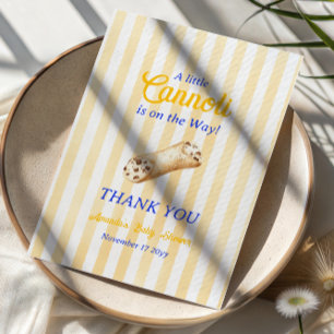 Kleine Cannoli Geel Blauw Italiaanse Baby Shower Bedankkaart