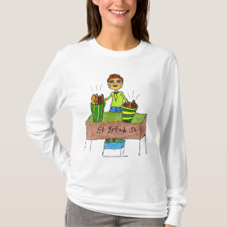 Kleine cartoon die vers brood verkoopt t-shirt