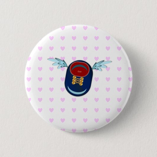 Kleine cartoon met schil en roze harten ronde button 5,7 cm (Voorkant)