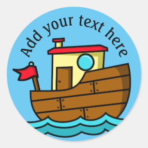 Kleine Cartoonboot Gepersonaliseerd Ronde Sticker