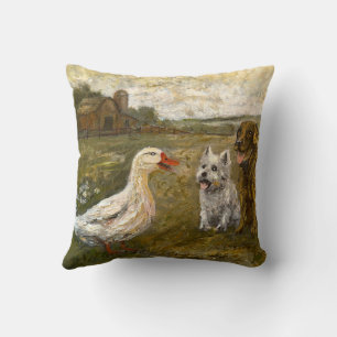 Kleine Chat: Whimsical Kerstboerderijdier Kussen