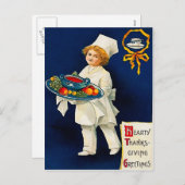 Kleine Chef met Thanksgiving Bord Feestdagenkaart (Voorkant / Achterkant)