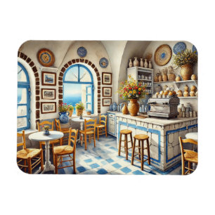 Kleine coffeeshop in Santorini Magneet