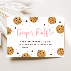 Kleine Cookie Roze Meisje Baby shower Luier Raffle Informatiekaartje