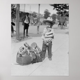 Kleine Cowboy, 1923. Antieke foto Poster