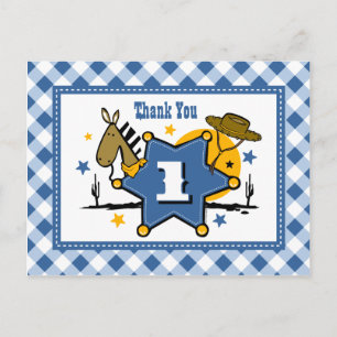 Kleine Cowboy 1e Verjaardag Dank u Briefkaart