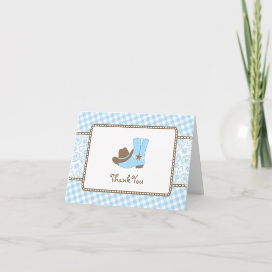 Kleine Cowboy Baby shower Bedankt blauw en bruin