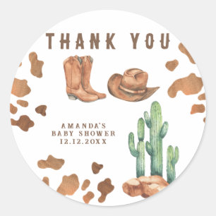 Kleine Cowboy Baby shower Dank u Ronde Sticker
