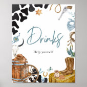 Kleine Cowboy Baby shower Drinken Poster (Voorkant)