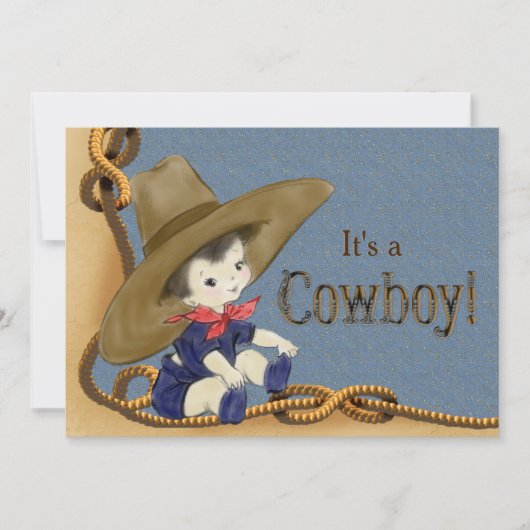 Kleine Cowboy Baby shower Kaart (Voorkant)
