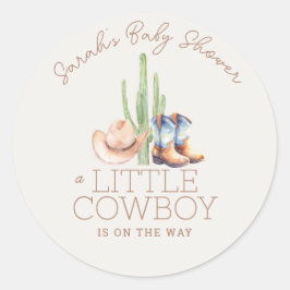 Kleine Cowboy Baby shower Ronde Sticker
