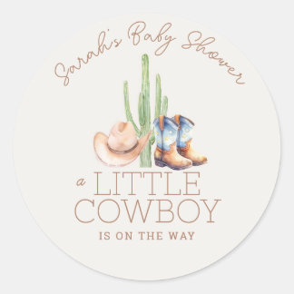 Kleine Cowboy Baby shower Ronde Sticker